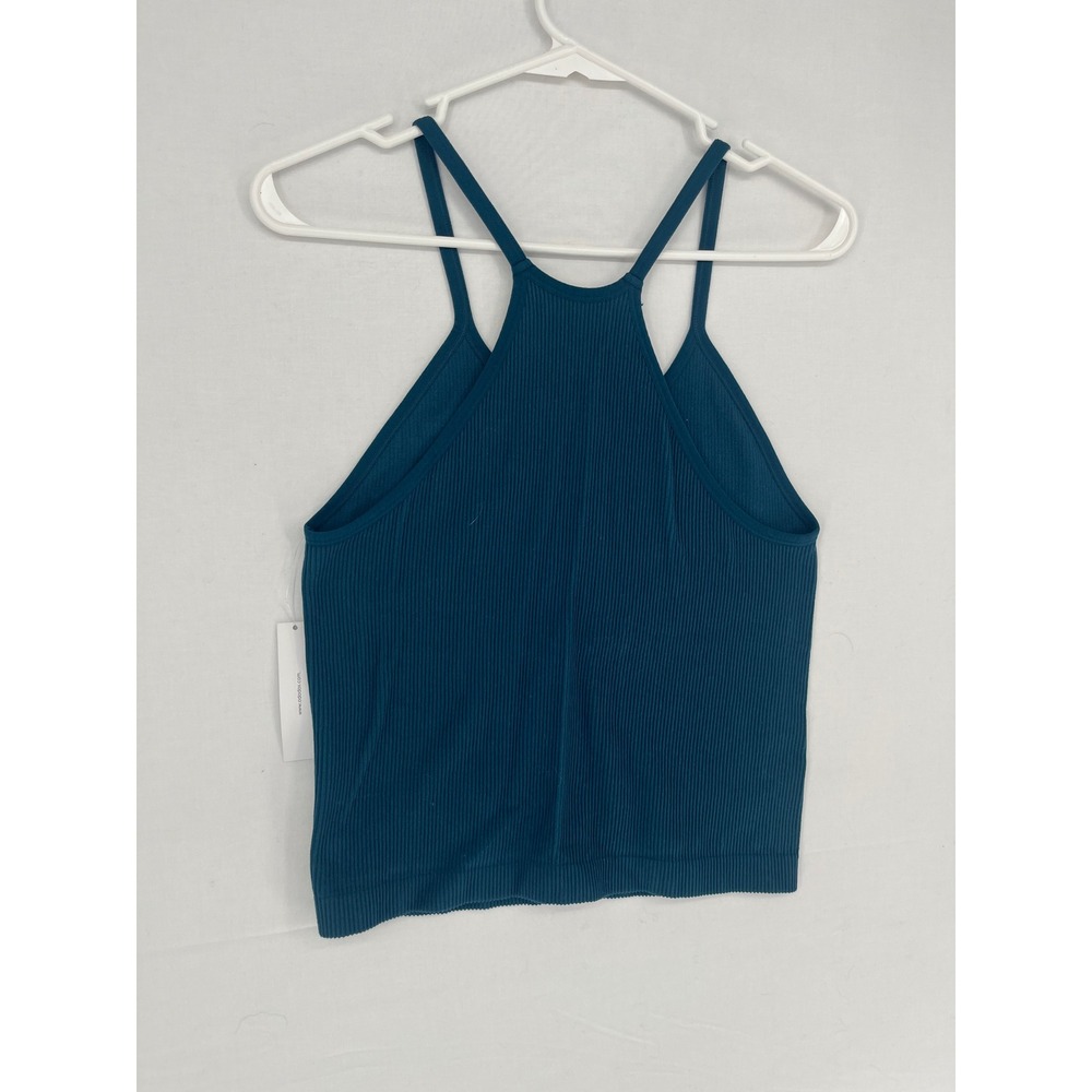 Ododos Ribbed Seamless Crop Tank Top Womens XL/XXL Teal Blue Racerback NWT